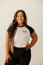 Load image into Gallery viewer, Womens Crop Baseball Tee