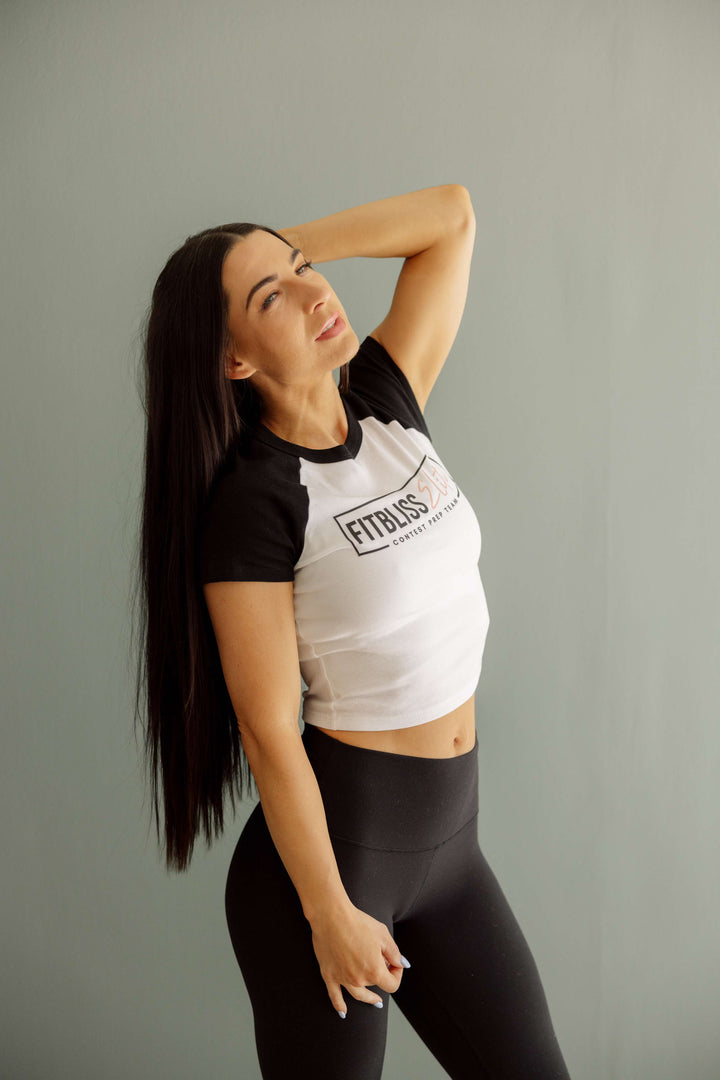 Womens Crop Baseball Tee